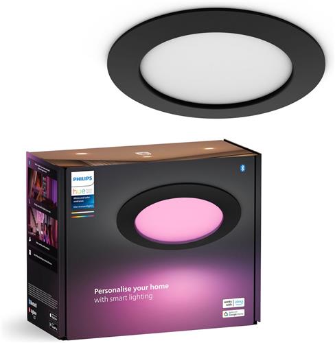 Philips Hue platte inbouwspot - wit en gekleurd licht - Ø170 mm - zwart