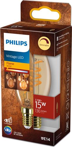 Philips LED Kaars Spiraal Goud - 14 W - E14 -  Dimbaar extra warmwit licht