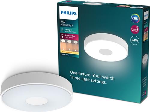 Philips Coiner plafondlamp - SceneSwitch lichttechnologie - 24W - Warmwit licht - Wit design