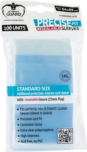 Ultimate Guard Precise-Fit Sleeves Resealable Standard Size Transparent (100)