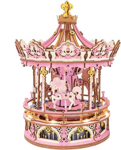 Robotime - Muziekdoos - DIY - 3D - Romantic Carousel Dream Version met LED Verlichting 23,5x17x17cm