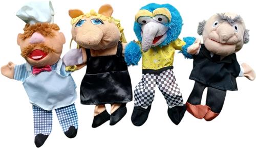 Disney - De Muppets - Handpop - Set van 4 - Statler - Miss Piggy - Gonzo - Zweedse Kok