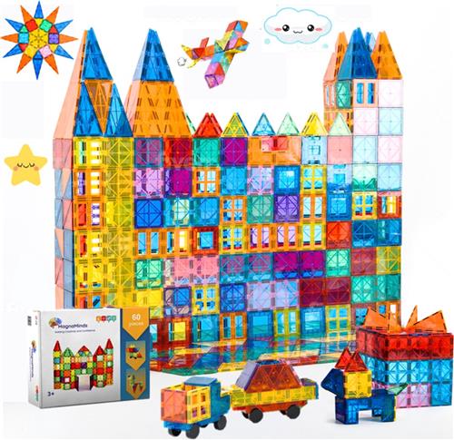 Magnetic Tiles- Magnetisch Speelgoed – 60 stuks - Constructie speelgoed - Magnetische tegels - Montessori speelgoed - Magnetic toys - Magnetische bouwstenen - Speelgoed Kinderen