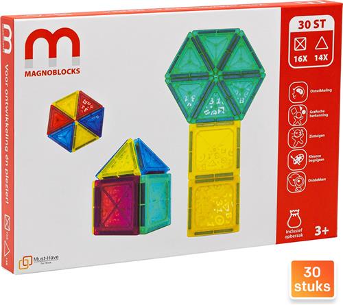 MagnoBlocks "30x Bouwblokken" + Opbergzak - Sinterklaas - Sint - Magnetische - Bouwblokken - Bouwstenen - Tegels - Schoencadeautjes Sinterklaas - Magneet - Magneten - Speelgoed - Jongens & Meisjes - 4 - 5 - 6 - 7 - 8 - 9 Jaar - Kinderspeelgoed