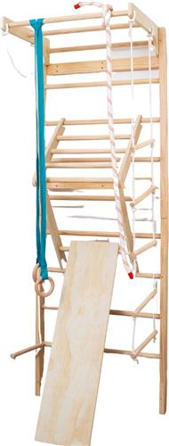 Buxibo Klimrek XXL - Met gymnastiekringen, Hellingsbord, Touwladder, Oprekstang - Complete Klimwand voor Kinderen vanaf 3 jaar en Volwassennen - Sportwand voor Thuis - Gymnastiek - Zweedse Muur Ladder - Turnwand - 80 x 60 x 220cm