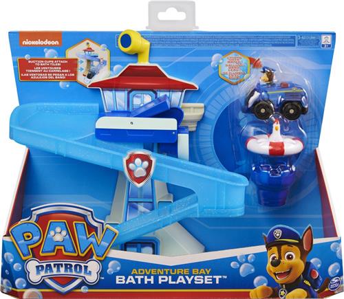 PAW Patrol - Avonturenbaai-badspeelset met lichtgevend Chase-speelgoedvoertuig