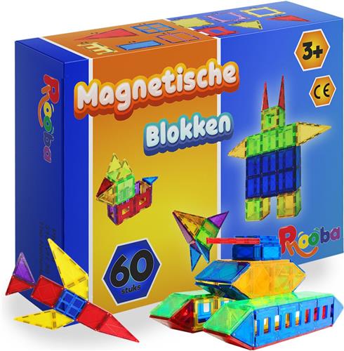 Phooba Magnetisch Speelgoed - Bouwblokken - Bouwstenen - Magnetische tegels - Starterspakket - Kinderspeelgoed - 60 stuks - Cadeau