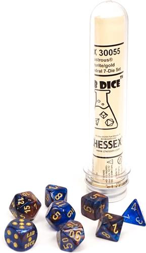 Chessex 8-Die set Lab Dice Lustrous Azurite/Gold