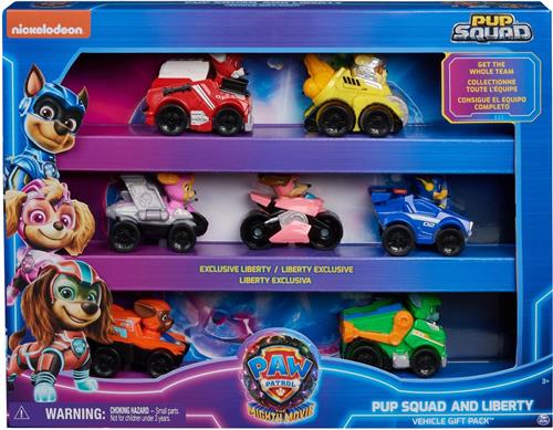 PAW Patrol The Mighty Movie - 7-delige Pup Squad Racers cadeauset met unieke Mighty Pups Liberty-speelgoedauto