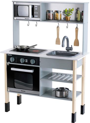 Klein Toys Miele speelkeuken - houten speelkeuken - incl. accessoires - zwart grijs beige