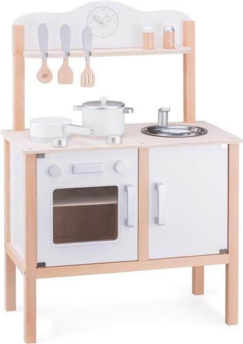 New Classic Toys Houten Speelkeuken - Wit - Inclusief Accessoires - Werkbladhoogte is 55 cm