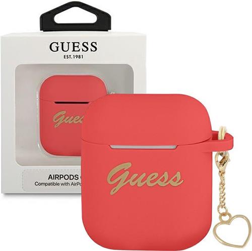 Guess Heart Silicone Case - Geschikt voor Apple Airpods 1 & 2 - Groen