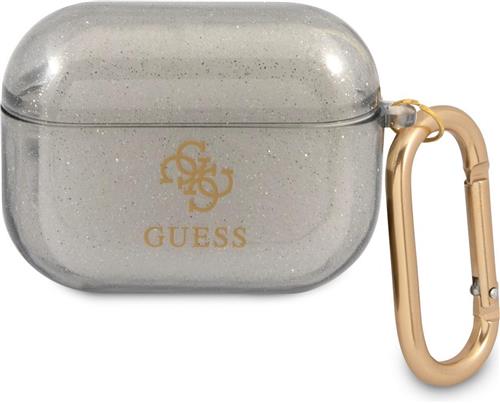 Guess 4G TPU Glitter Case voor Apple Airpods Pro 1 (1e generatie) - Zwart