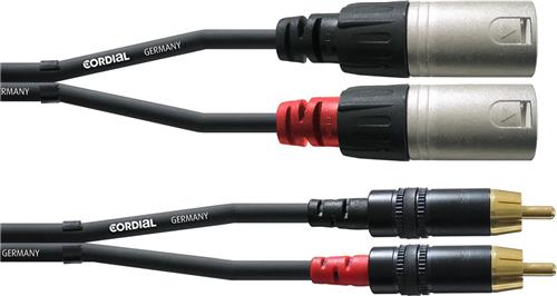 Cordial CFU 6 MC Audio Adapterkabel [2x XLR-stekker - 2x Cinch-stekker] 6.00 m Zwart