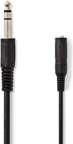 Nedis Stereo-Audiokabel - 6,35 mm Male - 6,35 mm Female - Vernikkeld - 5.00 m - Rond - Zwart