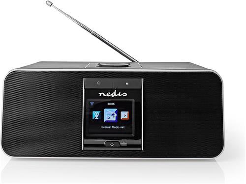 Nedis Internetradio - Tafelmodel - Bluetooth / Wi-Fi - DAB+ / FM / Internet - 2.4 " - Kleurenscherm - 42 W - Afstandbestuurbaar - App-gestuurd - Koptelefoonoutput - Wekker - Slaaptimer - Zwart