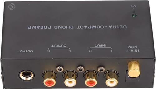 Equivera phono voorversterker - Phono Turntable Preamp, PP400 Turntable Versterker Audio Stereo Phonograph Preamp met RCA Ingang en RCA Uitgang, Onafhankelijke Knopbediening, DC 12V Voedingsadapter (EU)