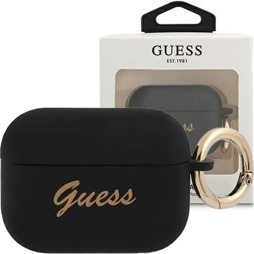 Guess - GUAPSSSK - AirPods Pro cover zwart/zwart siliconen Vintage Script