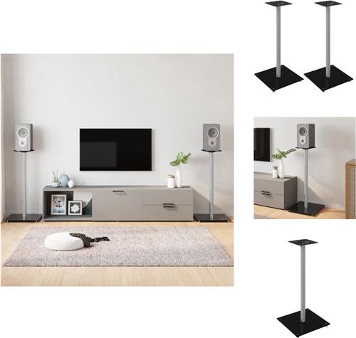 vidaXL Luidsprekerstandaards - Aluminium en Gehard Glas - 40x40x86 cm - Anti-slip - Zwart/Zilver - Speaker stands