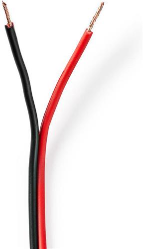 Nedis Speaker-Kabel - 2 x 0.75 mm² - Koper - 100.0 m - Rond - PVC - Rood / Zwart - Rol