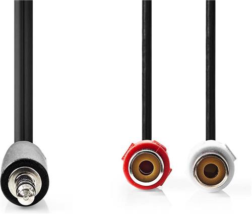 Nedis Stereo-Audiokabel - 3,5 mm Male - 2x RCA Female - Vernikkeld - 0.20 m - Rond - Polybag