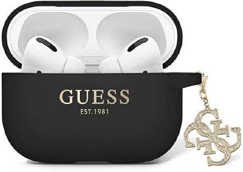 Guess Glitter Charm Silicone Case - Geschikt voor Apple Airpods Pro 2 (2e gen) - Zwart