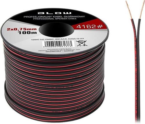 Luidsprekerkabel 2x 0.75 mm zwart/rood op rol 100 meter