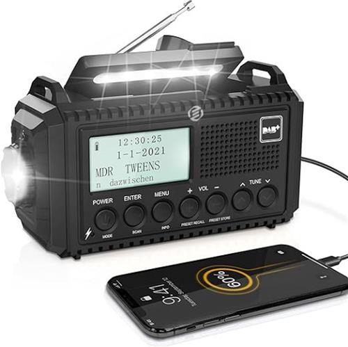 Equivera Noodradio - Noodradio - Noodradio op Batterij - Draagbare Radio - AM/FM-Radio - Oplaadbare Batterij - Noodlader Telefoon