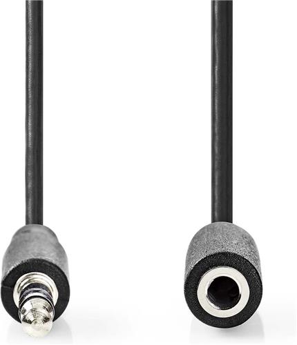 Nedis Stereo-Audiokabel - 3,5 mm Male - 3,5 mm Female - Vernikkeld - 5.00 m - Rond - Zwart - Doos