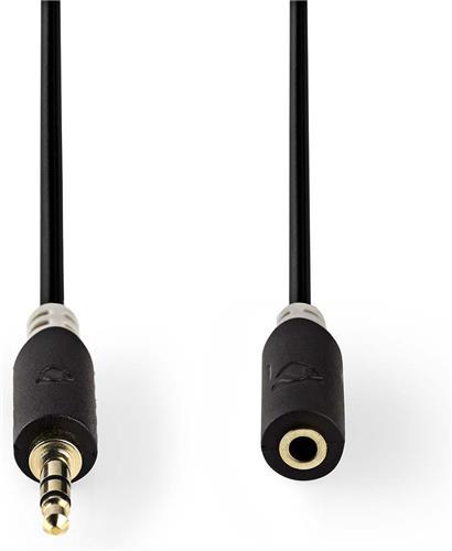 Nedis Stereo-Audiokabel | 3,5 mm Male | 3,5 mm Female | Verguld | 1.00 m | Rond | Antraciet | Polybag