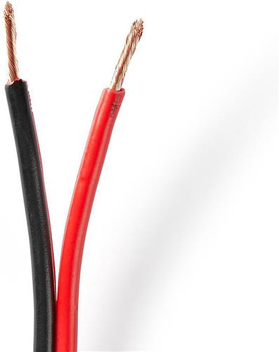 Nedis Speaker-Kabel - 2 x 2.50 mm² - Koper - 100.0 m - Rond - PVC - Rood / Zwart - Rol