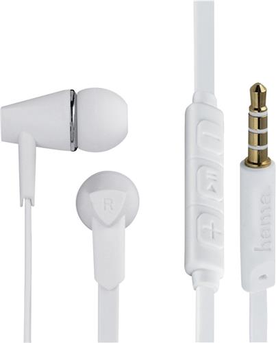 Hama Koptelefoon "Joy", in-ear, microfoon, platte kabel, wit