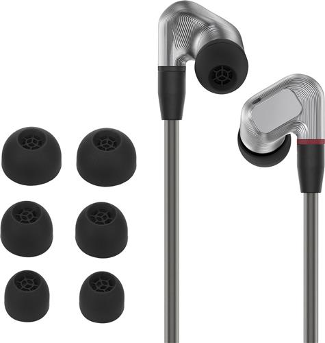 kwmobile 6x cover voor in-ear oortjes geschikt voor Sennheiser IE900 - Vervangende oordopjes van siliconen in zwart - 3 maten