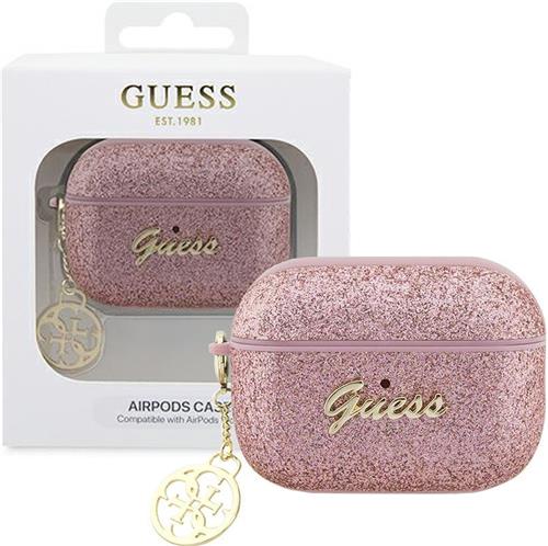 Guess - GUAP2GLGSHP - hoesje voor AirPods Pro - 2 - cover - roze - Glitter - Flake - 4G - Charm