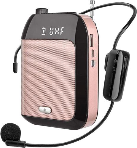 Equivera spraakversterker - Wireless Voice Amplifier, 15W (2400mAh) Rechargeable PA System with Wireless Headset Microphone for Teachers, Guides, and More