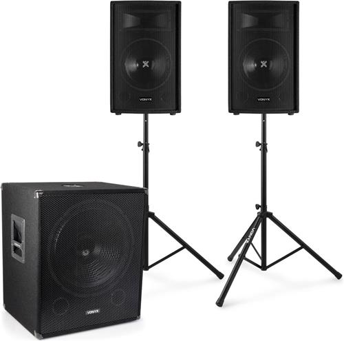 Vonyx actieve 2.1 geluidsinstallatie 1600W met 18 actieve subwoofer, 12 speakers en een