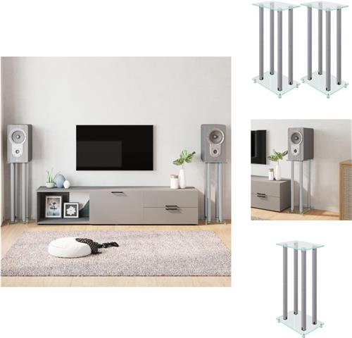 vidaXL Geluidssysteem Stand - 35x25x75cm - Aluminium - Gehard Glas - Speaker stands