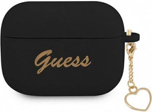 Guess Heart Silicone Case - Geschikt voor Apple Airpods Pro (1e Gen) - Zwart