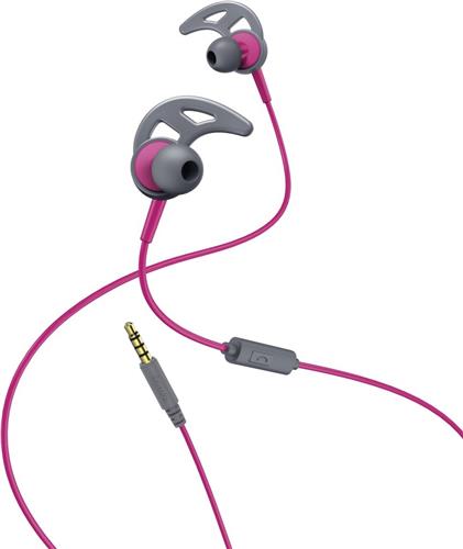 Hama Sport-koptelefoon "Action", in-ear, microfoon, ear-hook, pink/grijs