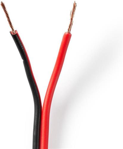 Nedis Speaker-Kabel - 2 x 0.75 mm² - CCA - 100.0 m - Rond - PVC - Rood / Zwart - Folieverpakking