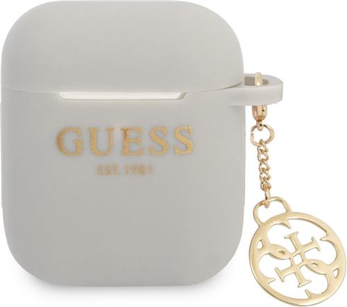 Guess Charms Silicone Case voor Apple Airpods 1 & 2 - Grijs