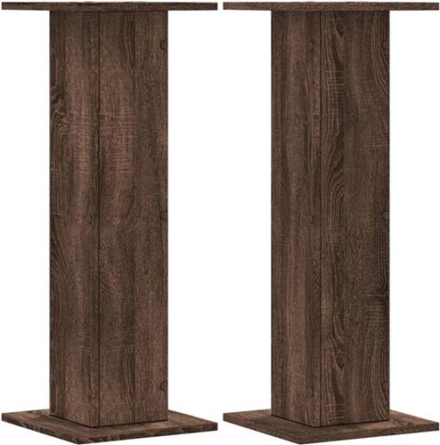 vidaXL - Speakerstandaards - 2 - st - 30x30x80 - cm - bewerkt - hout - bruin - eiken