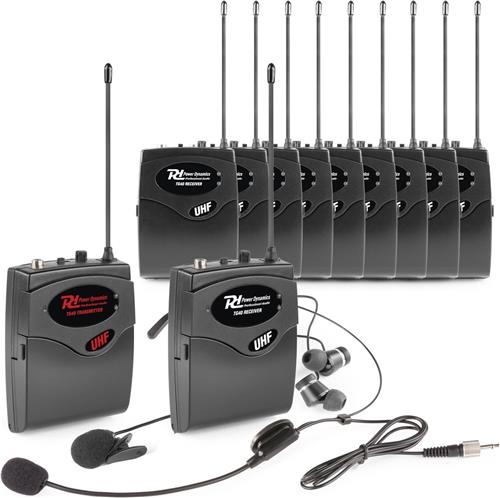 Rondleidingsysteem - Power Dynamics TG40 - Complete set - Zender en 10 ontvangers - UHF