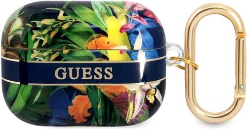 Guess TPU Flower Print Case voor Apple Airpods Pro 1 (1e generatie) - Blauw