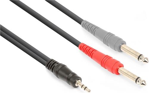 Vonyx audiokabel 3,5mm jack stereo - 2x 6,3mm jack mono voor universeel gebruik - 6 meter