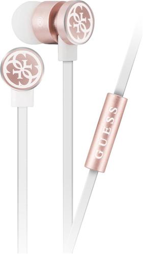 Guess in-ear stereo oordopjes wit en licht roze - bedraad