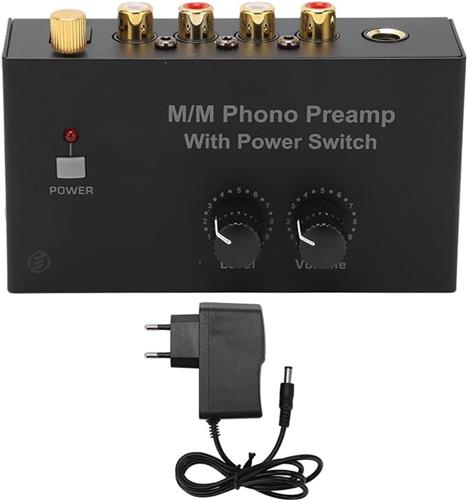 Equivera phono voorversterker - Phono Preamp, RCA Ingang/Uitgang, Volume Controle met Schakelaar voor Audio Apparatuur en Decompressie Speelgoed