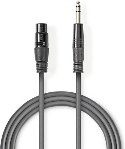 Nedis Gebalanceerde Audiokabel - XLR 3-Pins Female - 6,35 mm Male - Vernikkeld - 1.50 m - Rond - PVC - Donkergrijs - Kartonnen Sleeve