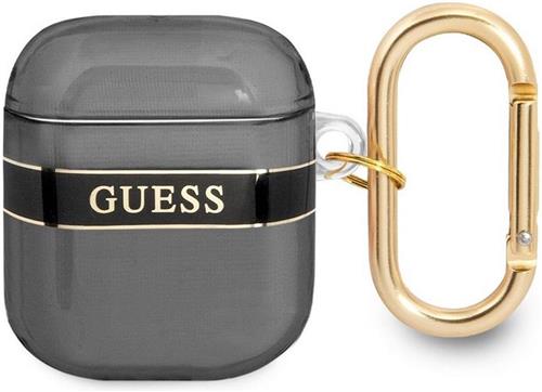 Guess TPU Printed Stripe Case voor Apple Airpods 1 & 2 - Zwart