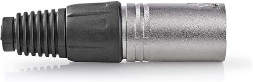 Nedis XLR-Connector - Recht - Male - Vernikkeld - Beschermingshoes - Diameter kabelinvoer: 7.0 mm - Metaal - Zilver - 10 Stuks - Polybag